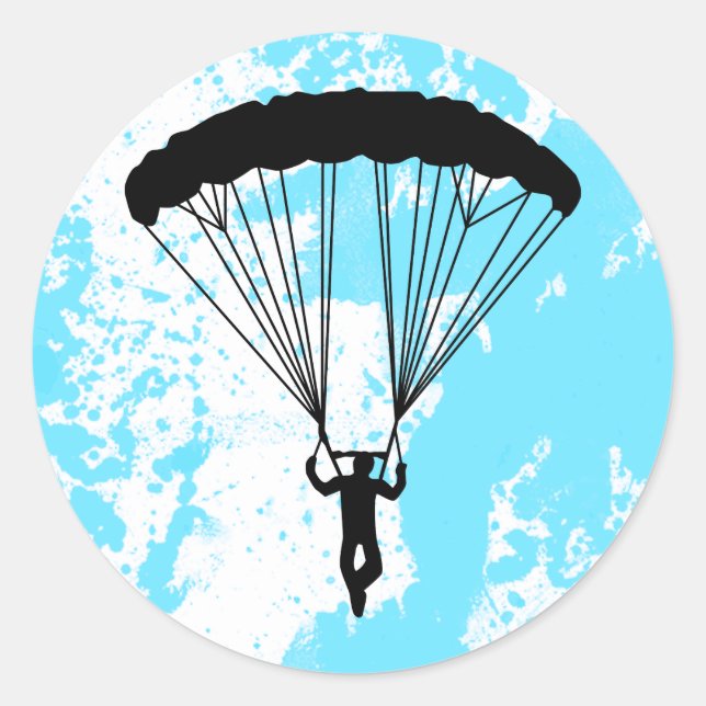 Skydiver Silhouette Runder Aufkleber (Vorderseite)