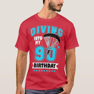Skydiving Birthday 90 Jahre Altes erstes Mal Skydi T-Shirt