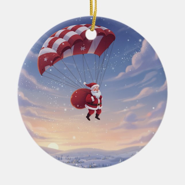 Skydiving des personalisierten Weihnachtsmanns Keramik Ornament (Vorne)