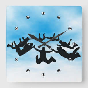Skydiving Design Wall Clock Quadratische Wanduhr