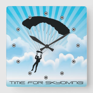 Skydiving Design Wall Clock Quadratische Wanduhr