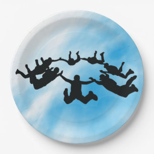 Skydiving Freefall Design Paper Party Plate Pappteller