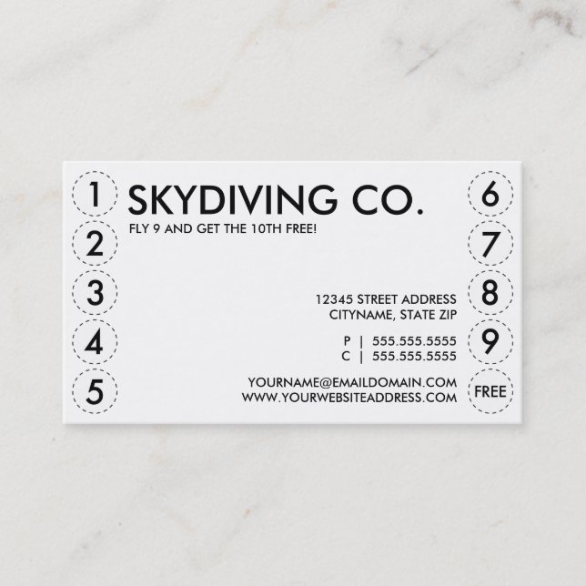 Skydiving-Lochkarte Treuekarte (Vorderseite)