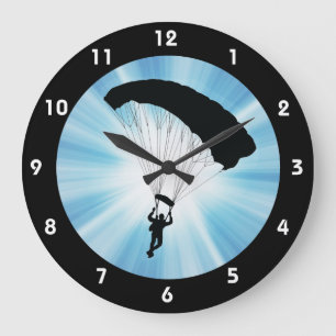 Skydiving Parachuting Design Wall Clock Große Wanduhr