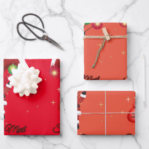 Skydiving Santa Parachute Air Mail Geschenkpapier Set