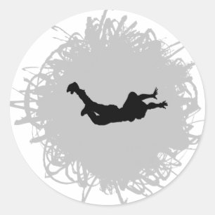 Skydiving Scribble Style Runder Aufkleber