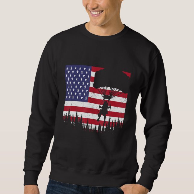 Skydiving Vintage American Flag Funny Skydiver Sky Sweatshirt (Vorderseite)