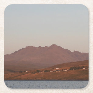 Skye Cuillin Berge Dramatischer roter Himmel Lands Rechteckiger Pappuntersetzer