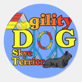 Skye_Terrier_Agility Runder Aufkleber