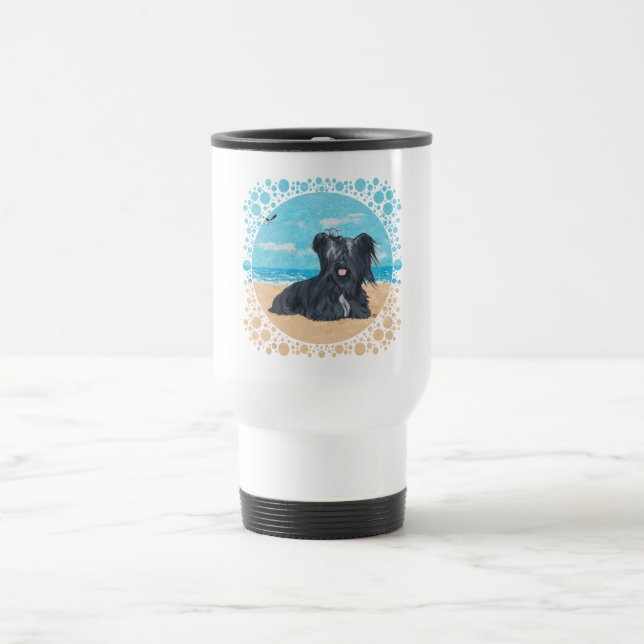 Skye Terrier am Beach Travel Mug Reisebecher (Mittel)