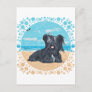 Skye Terrier am Strand Postkarte