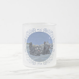 SKYE Terrier an einem Winterabend Mattglastasse
