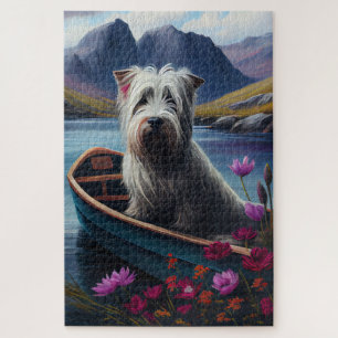 Skye Terrier auf einem Paddel: Ein landschaftliche