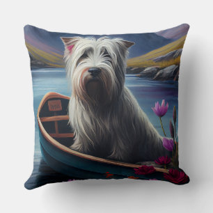Skye Terrier auf einem Paddel: Ein landschaftliche Kissen