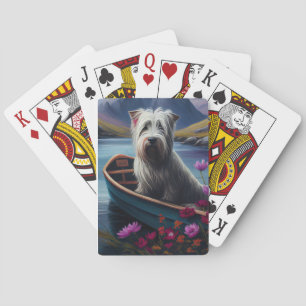 Skye Terrier auf einem Paddel: Ein landschaftliche Spielkarten