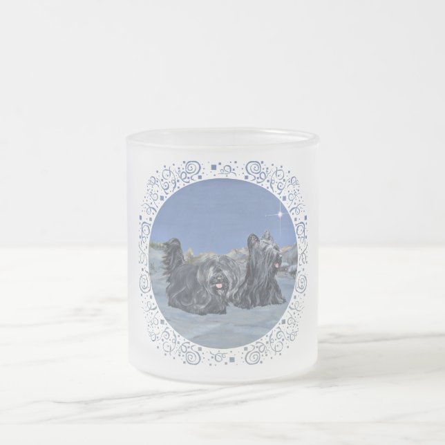 SKYE Terrier auf einem Winter-Abend Mattglastasse (Mittel)