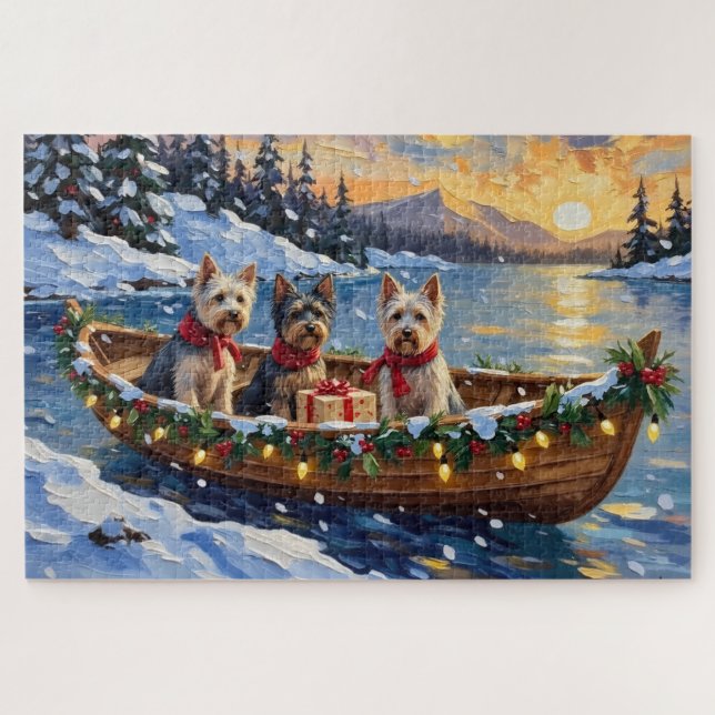 Skye Terrier Christmas Boat Holiday (Horizontal)