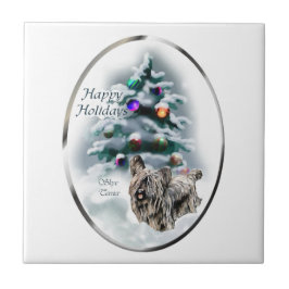 Skye Terrier Christmas Fliese