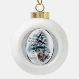 Skye Terrier Christmas Keramik Kugel-Ornament