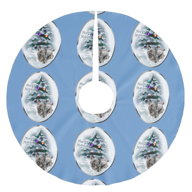 Skye Terrier Christmas Polyester Weihnachtsbaumdecke (Vorderseite)