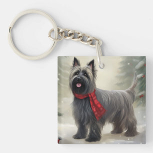 Skye Terrier Dog à Noël de neige