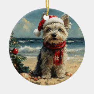 Skye Terrier Dog Christmas Vintag Beach Keramik Ornament