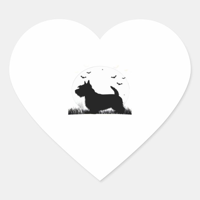 Skye Terrier Dog � Halloween Moon Silhouette Class Herz-Aufkleber (Vorderseite)