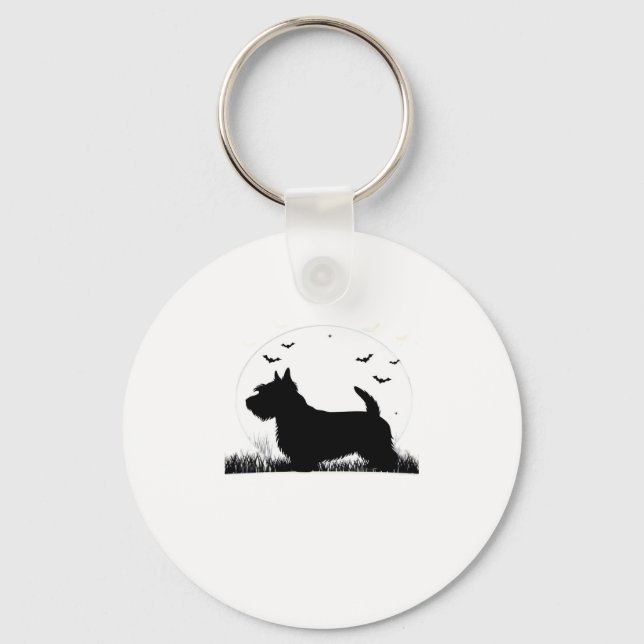 Skye Terrier Dog � Halloween Moon Silhouette Class Schlüsselanhänger (Vorderseite)