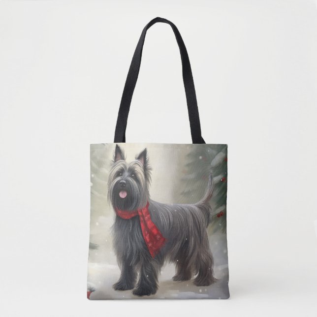 Skye Terrier Dog in Snow Weihnachten Tasche (Vorderseite)