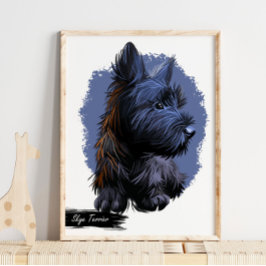 Skye Terrier Dog Portrait | Pet Portrait Poster