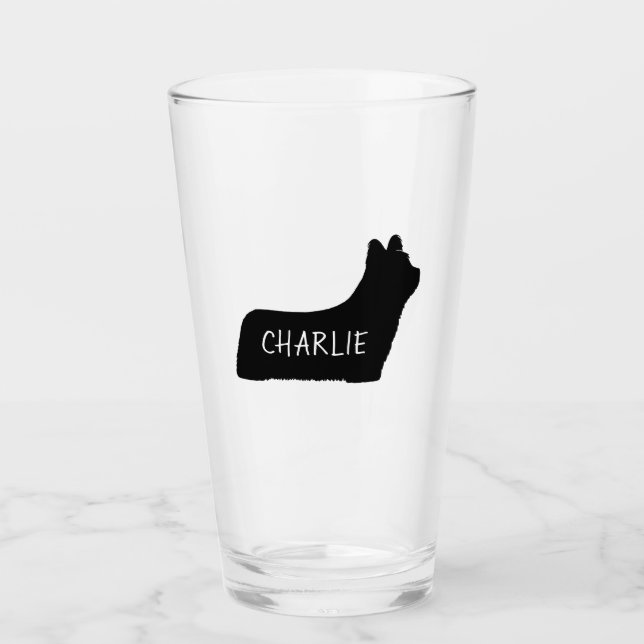 Skye Terrier Dog Silhouette Personalisiert Glas (Vorderseite)