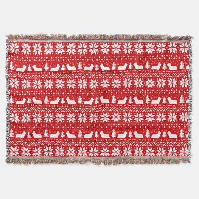 Skye Terrier Dog Silhouetten Weihnachtsmuster Decke (Vorderseite)