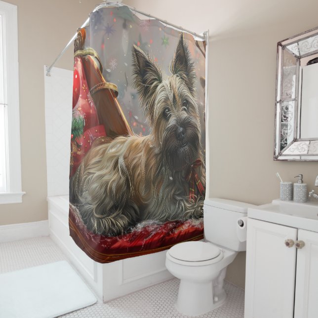 Skye Terrier Dog Weihnachtsfest Duschvorhang (Beispiel)