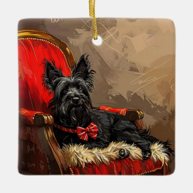 Skye Terrier Dog Weihnachtsfest Keramikornament (Vorderseite)