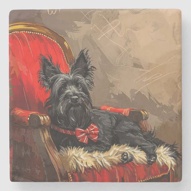 Skye Terrier Dog Weihnachtsfest Steinuntersetzer (Vorderseite)