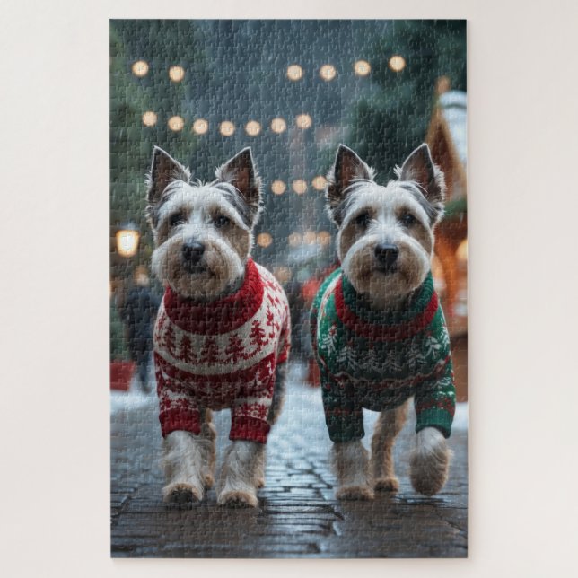 Skye Terrier Dogs Christmas Snow Holiday  (Vertikal)