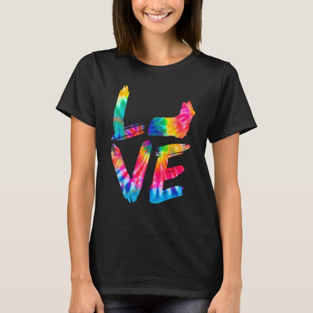 Skye Terrier Gefärbte Krawatte Liebe Hund Mama Vat T-Shirt (Vorderseite)