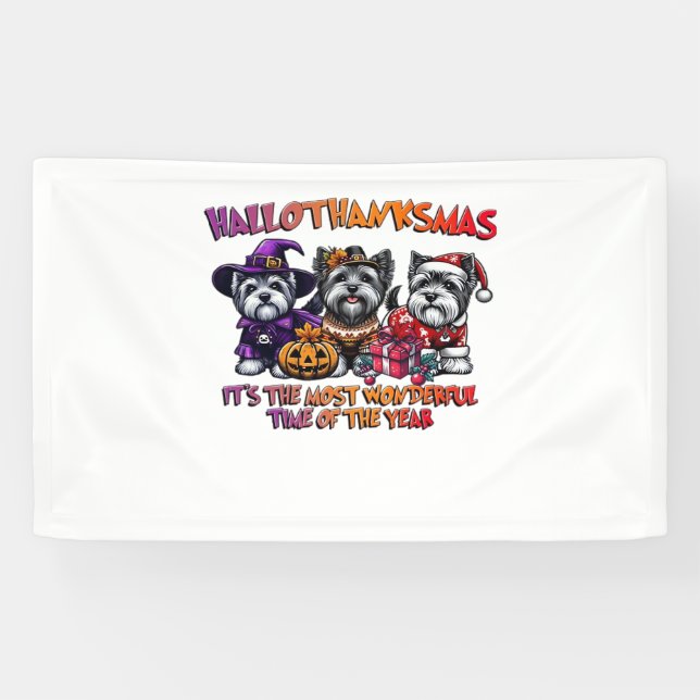 Skye Terrier Halloween Erntedank Weihnachtsklas Banner (Horizontal)