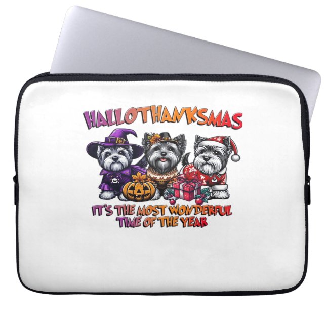 Skye Terrier Halloween Erntedank Weihnachtsklas Laptopschutzhülle (Vorderseite)