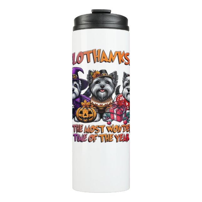 Skye Terrier Halloween Erntedank Weihnachtsklas Thermosbecher (Vorderseite)
