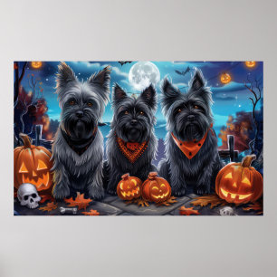 Skye Terrier Halloween Gruselig Poster