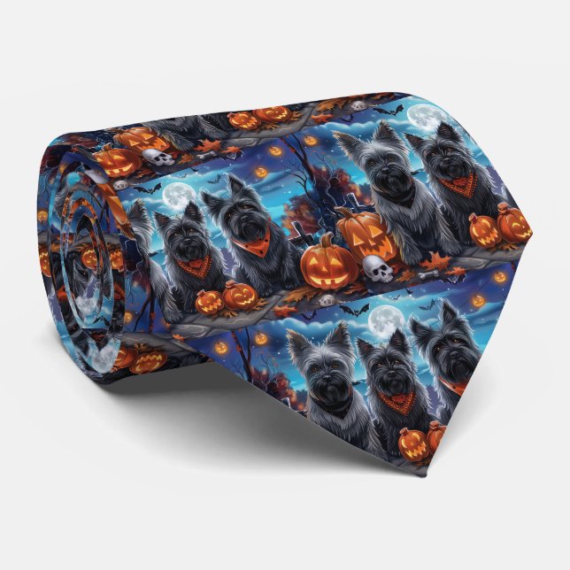 Skye Terrier Halloween Spooky Krawatte (Gerollt)