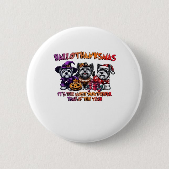 Skye Terrier Halloween Thanksgiving Christmas Clas Button (Vorderseite)
