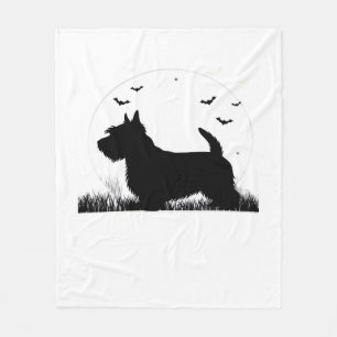 Skye Terrier Hund � Halloween Mond Silhouette Klas Fleecedecke