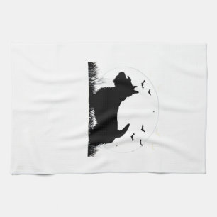 Skye Terrier Hund � Halloween Mond Silhouette Klas Geschirrtuch