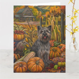 Skye Terrier Hund Herbsternte Erntedankfest Karte
