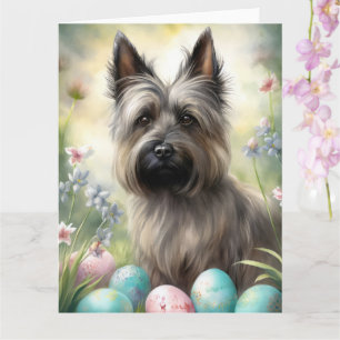 Skye Terrier Hund mit Ostereiern Feiertag  Karte