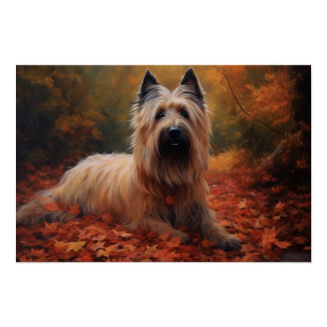 Skye Terrier im Herbst Leaves Fall Inspiriert Poster (Vorderseite)