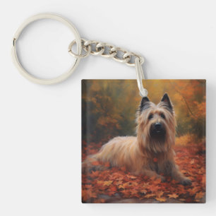 Skye Terrier im Herbst Leaves Fall Inspiriert Schlüsselanhänger