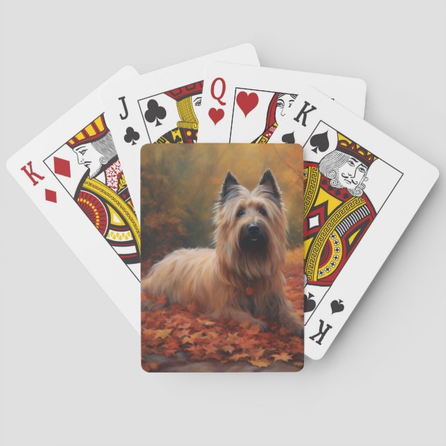 Skye Terrier im Herbst Leaves Fall Inspiriert Spielkarten (Rückseite)